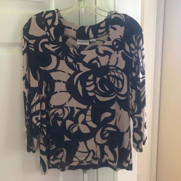 Acetate, Spandex Tops - Ladies Chico's Travelers 3/4 Sleeve Shirt, Size 2